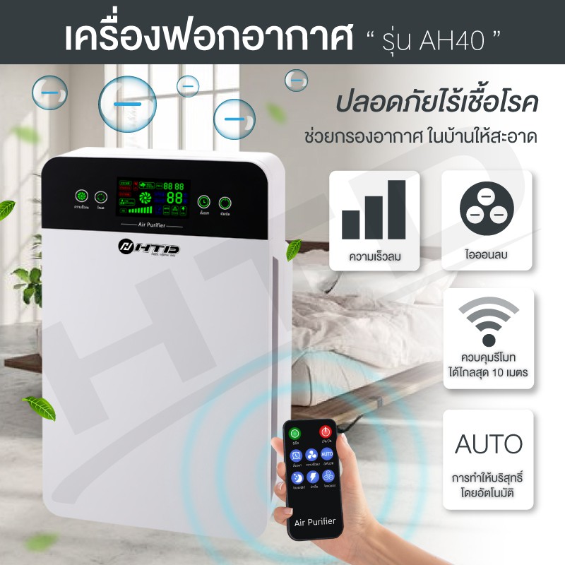 ภาพหน้าปกสินค้าเครื่องฟอกอากาศ เครื่องฟอก ฟังก์ชั่นภาษาไทย Air Purifier รุ่น AH40 กรองกลิ่น PM 2.5 จอแสดงผล LED