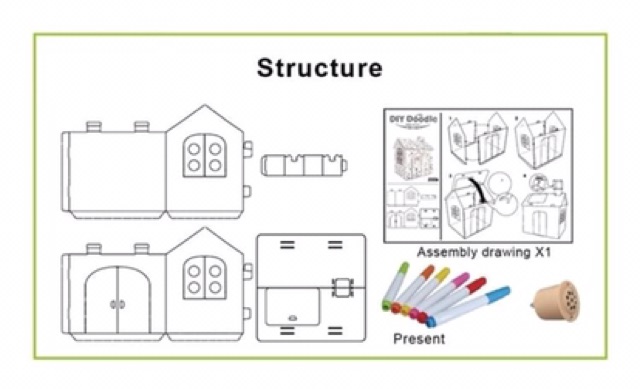 พร้อมส่ง-บ้านกระดาษระบายสี-diy-ขนาดใหญ่-บ้านกระดาษ