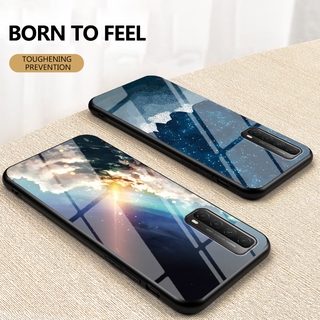 Starry Sky Tempered Glass Phone Case For Huawei Y7A 2020 Soft Frame Anti Scratch Hard Back Cover BY