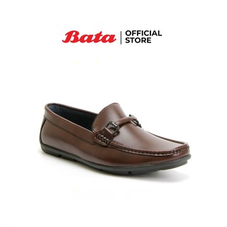 Bata MENS CASUAL รองเท้าหนังเทียม รองเท้าลำลอง MOCCASIN แบบสวม สีน้ำตาล รหัส 8514307 Mencasual Fashion
