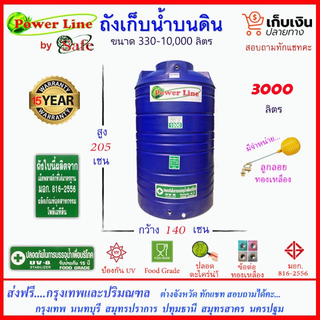 power-line-by-safe-3000-ถังเก็บน้ำ-สีน้ำเงิน-3000-ลิตร-ส่งฟรีกรุงเทพปริมณฑล