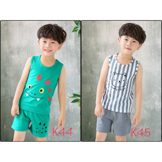 ชุดเสื้อกล้าม-กางเกงขาสั้นราคาถูก-ผ้าดีมาก-พร้อมส่ง-size-90-120