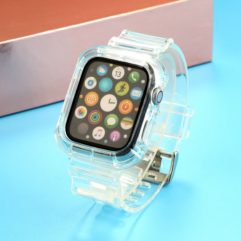 ภาพหน้าปกสินค้าสาย For Apple Watch 2in1 TPU ใส สายพร้อมเคส ส่งจากไทย จากร้าน caseloft บน Shopee