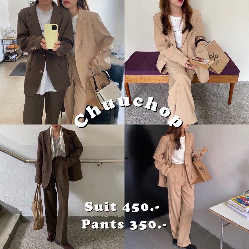 รูปภาพของCHUUCHOP_พร้อมส่ง(C2168-C2169)  Chocolate chip suit and pants เสื้อสูทและกางเกง (ขายแยกชิ้น)ลองเช็คราคา