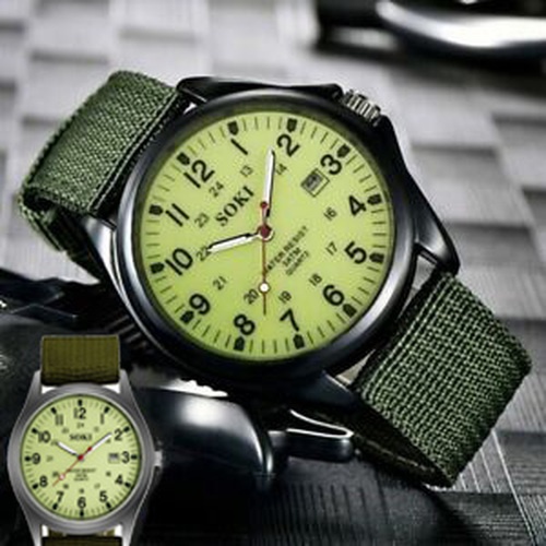 ภาพหน้าปกสินค้าSOKI นาฬิกาข้อมือควอตซ์อะนาล็อก สไตล์ทหาร สำหรับผู้ชาย