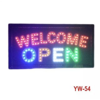 ป้ายไฟLED ป้ายไฟสำเร็จรูป WELCOME OPEN ขนาด48*25 ซม. รุ่น YW-54 อักษร ตกแต่งหน้าร้าน LED SIGN ข้อความ