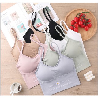 สินค้าพร้อมส่งจากไทย💥Angle Bra 💥 (N344) สปอร์ตบราสีพาสเทล แบบสวม ลายดอกไม้น่ารัก เสริมฟองน้ำ