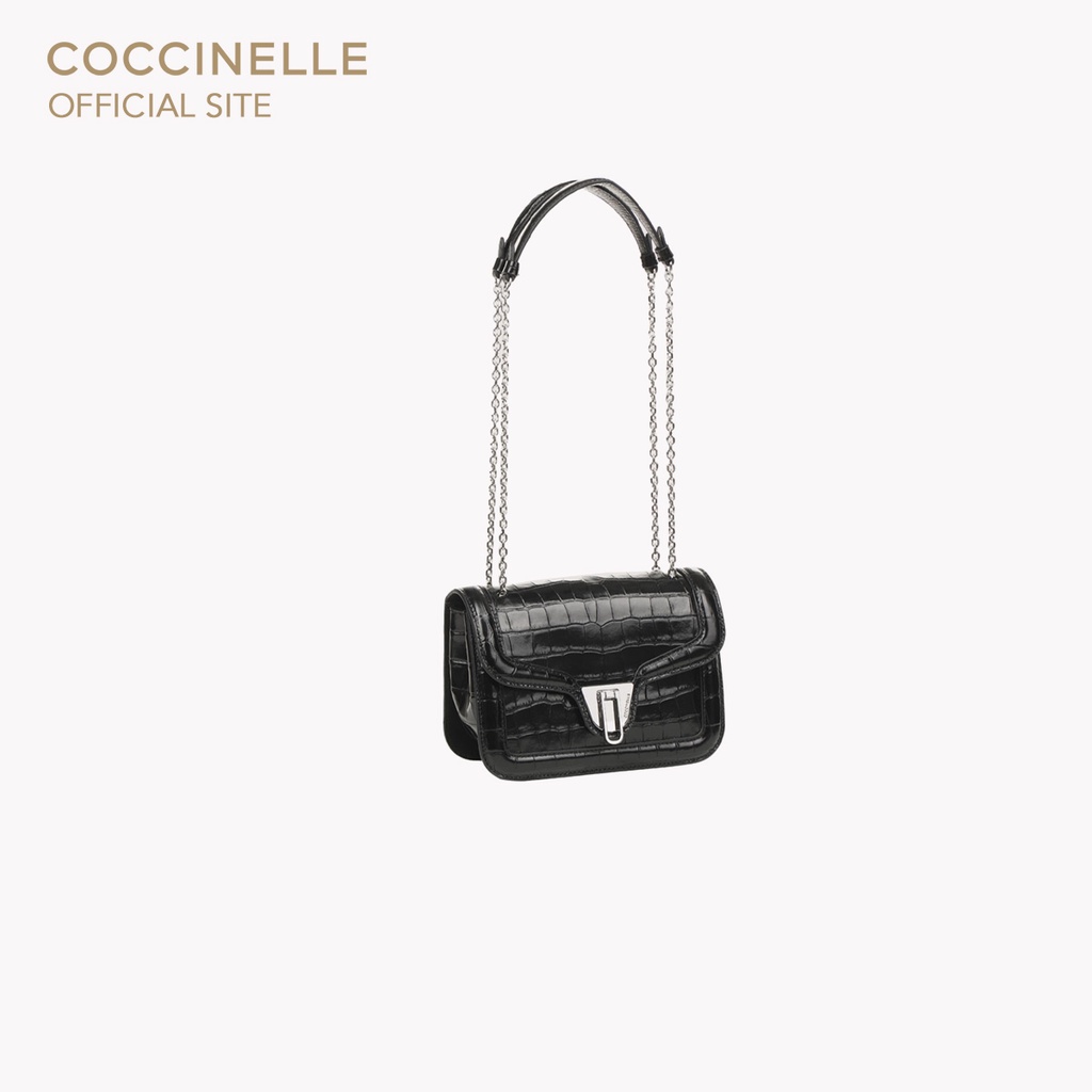 coccinelle-marvin-twist-croco-shiny-soft-handbag-150201-noir-กระเป๋าถือผู้หญิง