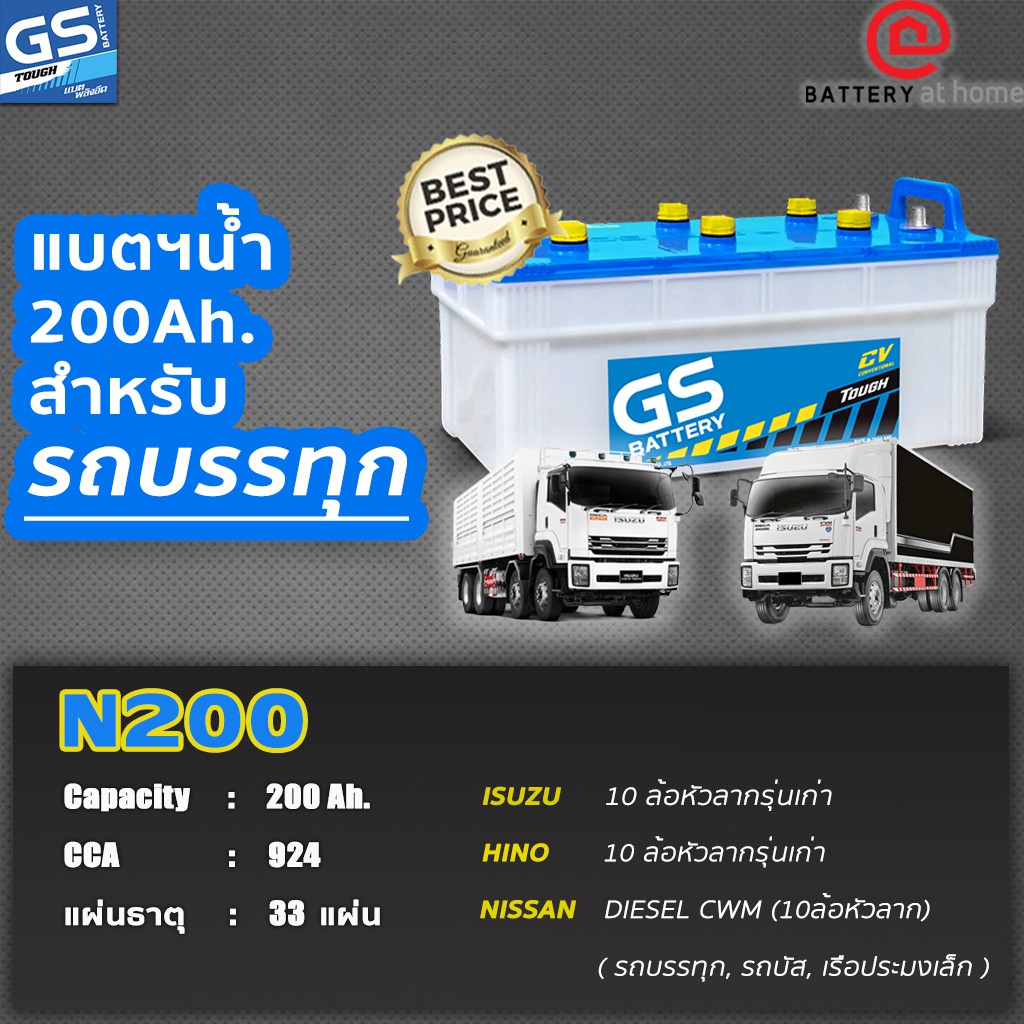 สินค้ามีน้ำหนักต้องจ่ายค่าจัดส่งต่างหากกรณีให้จัดส่งค่ะgs-n200-แบตเตอรี่รถยนต์-น้ำ-ไม่เติมน้ำต้องไปเติมน้ำเอง