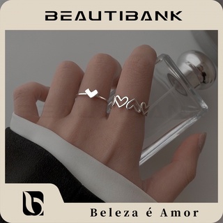 Beautibank แหวนนิ้วมือ รูปหัวใจเปิด สวยงาม ใหม่