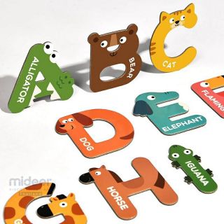 แม่เหล็กตัวอักษรและตัวเลข ลายสัตว์ ผลไม้ LETTER &amp; NUMBER MAGNET MD2064 2102 Mideer 3+ Vanda Learning