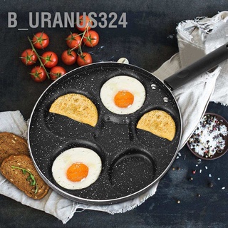 B_Uranus324(❤ ω ❤) กระทะทอดไข่ ทรงกลม 5 หลุม ไม่เหนียวติด สําหรับทําอาหารเช้า บ้าน ห้องครัว