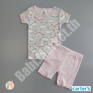 เซตเสื้อยืดลายปลาวาฬ กางเกงขาสั้น เด็กหญิง แบรนด์คาร์เตอร์ (Carters) ของใหม่