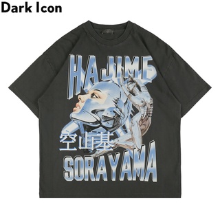 เสื้อวันพีช - ไอคอนสีเข้ม Hajime Sorayama เสื้อทีแร็พวินเทจซักผ้าผ้าฝ้ายสตรีทแวร์เสื้อยืดผู้ชายเสื้
