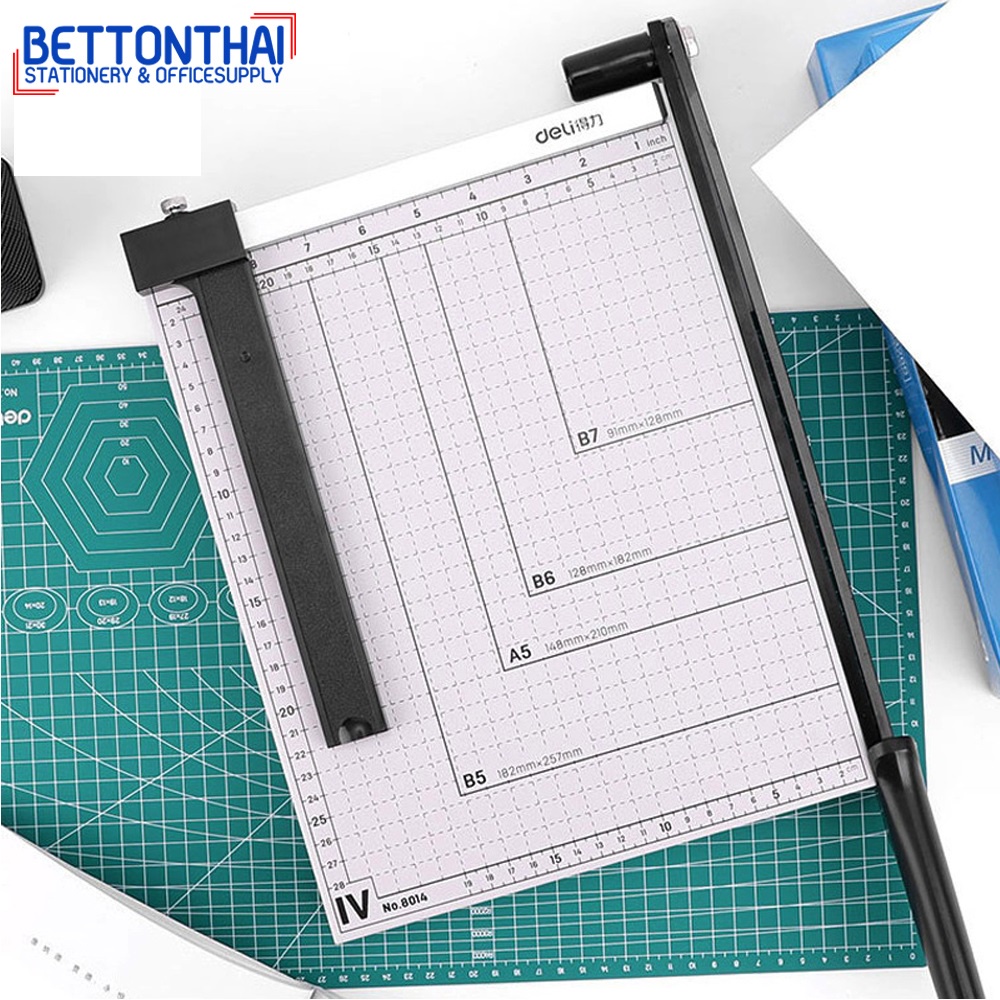deli-8014-paper-trimmer-a4-แท่นเหล็กตัดกระดาษ-12-แผ่น-ขนาด-a4-320-x-250mm-ยี่ห้อ-deli-แท่นตัดกระดาษ-แท่นตัด-ที่ตัด