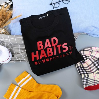 เสื้อยืดคอกลม Bad Habits | Thrift Apparel T-Shirtเสื้อยืด