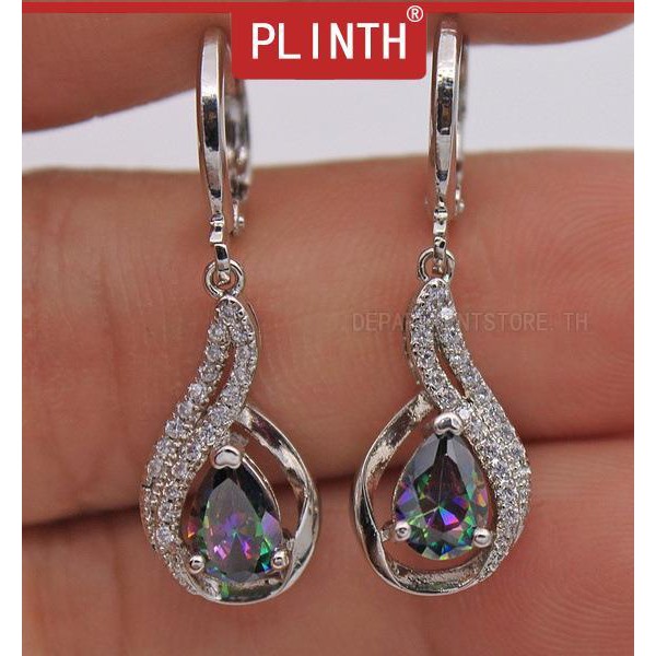 plinth-ต่างหูเงินแท้-925-ต่างหูเพชรโทแพซรูปหยดน้ำสีสันสดใส261