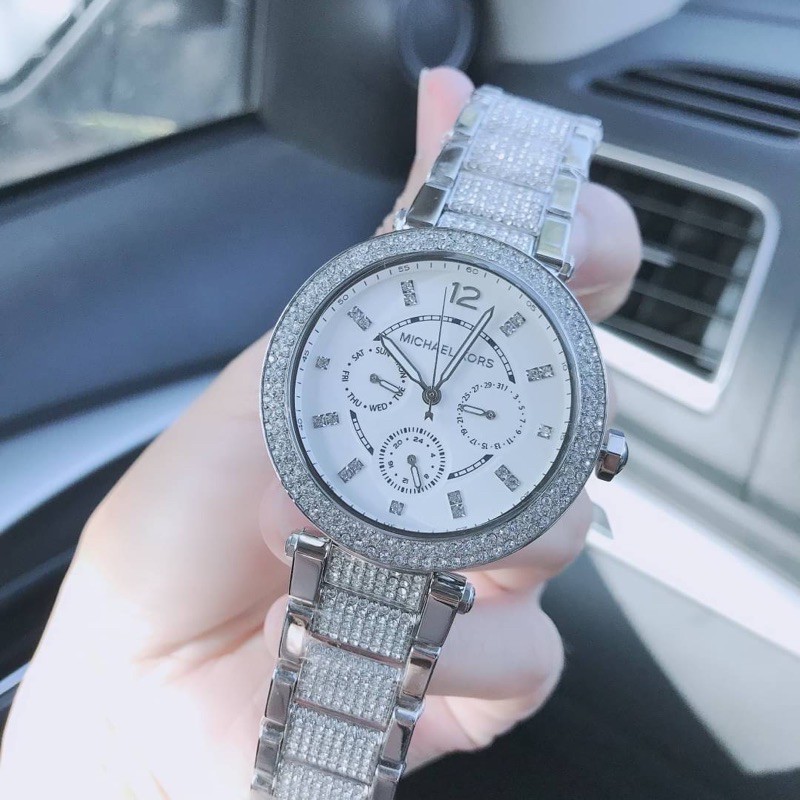 ผ่อน0-นาฬิกา-michael-kors-mk6759-womens-parker-stainless-steel-pave-bracelet-watch-39-mm-ประดับคริสตัลทั้งเรือน