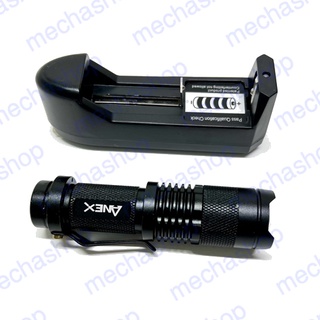 ไฟฉายซูม LED ความสว่างสูง 3W 180LM Mini CREE LED Flashlight Torch Adjustable Focus Zoom Light Lamp พร้อมถ่านชาร์ท