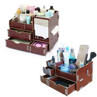 ส่งฟรี.!! กล่องเครื่องสำอาง Beauty cabinet  Set 4 รุ่น Beauty-106 (สีน้ำตาล)