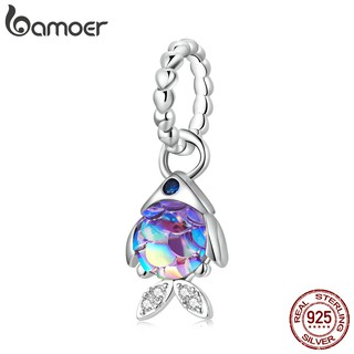 Bamoer Charms 925 Silver Fish Shape 4.5Mm Aperture Pendant Fashion Accessories Suitable For Diy Bracelet And Necklace Scc2033