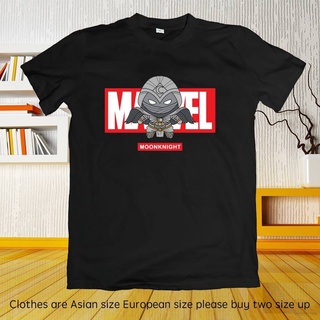 เสื้อยืดคอกลม พิมพ์ลาย Jason Marvel Moon Knight Chibi สีดํา สีขาว สําหรับผู้ชาย และผู้หญิง