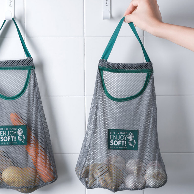 ผักผลไม้แขวนตาข่ายถุงเก็บตาข่ายนำกลับมาใช้ใหม่ได้ออแกไนเซอร์-eco-reusable-shopping-tote-bag