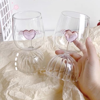 ส่งจากไทย💓 แก้วไวน์ หัวใจ Cupid แก้วดีไซน์น่ารัก แก้วออกแบบพิเศษ แก้วไวน์ แก้วน้ำ พร็อพถ่ายรูป คาเฟ่ แต่งห้อง