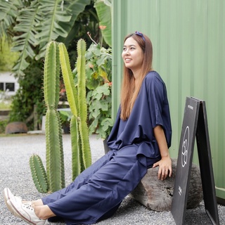 OVER Plain Maxi Dress Deep Blue เดรสยาว เดรสสาวอวบ เดรสสาวไซส์ใหญ่  เดรสคนท้อง ชุดเที่ยวทะเล ชุดนอน เดรสปีกค้างคาว