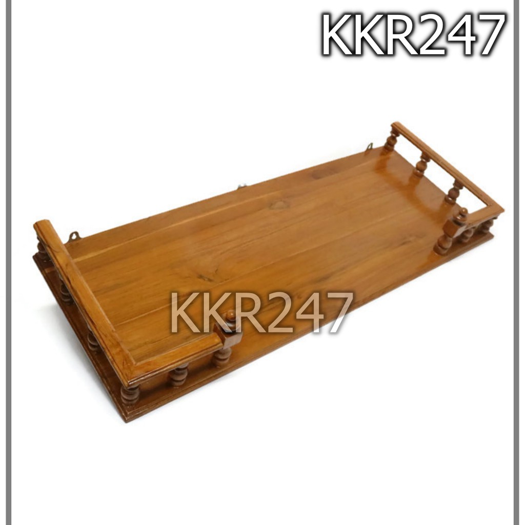 kkr247-หิ้งพระไม้สัก-เหลี่ยม-หิ้งวางพระติดผนัง-ขนาด-90-ซม-สีย้อม