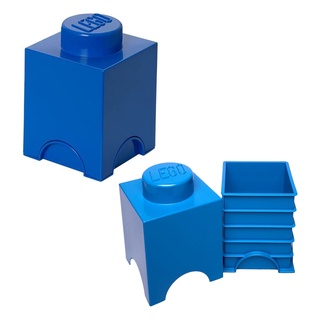 กล่องเลโก้ ของแท้ กล่องเก็บของ กล่องใส่เครื่องเขียน LEGO Storage Brick 1 Blue สีน้ำเงิน 12.5x12.5x18 cm