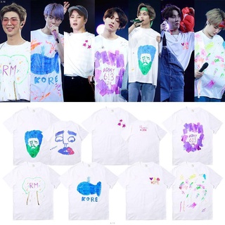 เสื้อยืดคอกลมเสื้อยืดแขนสั้น ทรงหลวม พิมพ์ลายกราฟฟิติ BTS Concert Merchandise แฟชั่นฤดูร้อน สําหรับผู้ชาย และผู้หญิงS-4X