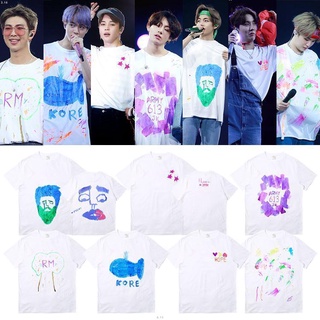 เสื้อยืดคอกลมเสื้อยืดแขนสั้น ทรงหลวม พิมพ์ลายกราฟฟิติ BTS Concert Merchandise แฟชั่นฤดูร้อน สําหรับผู้ชาย และผู้หญิงS-4X