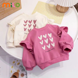 Milo Girls Hoodie เสื้อสวมหัวคอกลมลำลองเสื้อมีฮู้ดพิมพ์ลายอบอุ่นน่ารัก