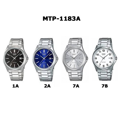 ภาพหน้าปกสินค้าCasio นาฬิกาข้อมือผู้ชาย สายสแตนเลส รุ่น MTP-1183A,MTP-1183A-1A,MTP-1183A-2A,MTP-1183A-7A,MTP-1183A-7B