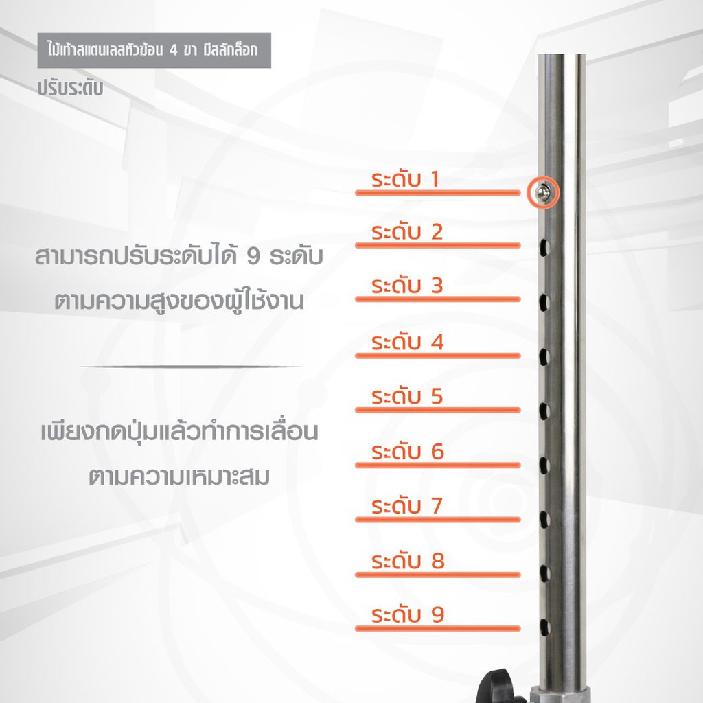 ไม้เท้าสแตนเลส-ไม้เท้าหัวฆ้อน-ไม้เท้าคนแก่-ใช้สำหรับค้ำพยุงเดิน-สามารถปรับระดับได้