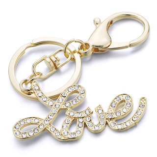 พวงกุญแจ จี้ตัวอักษร Love โรแมนติก ประดับพลอยเทียม อุปกรณ์เสริม สําหรับห้อยกระเป๋า กุญแจรถยนต์ ของที่ระลึก คู่รัก ของขวัญ