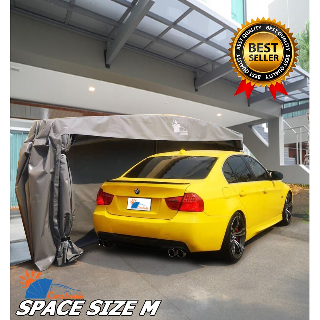 โรงจอดรถสำเร็จรูปพับเก็บได้-carsbrella-รุ่น-space-size-m-สำหรับจอดรถยนต์