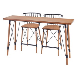 ชุดโต๊ะเก้าอี้สนาม ชุดบาร์ไม้สัก 2 ที่นั่ง SPRING ROUND LEG สีไม้ธรรมชาติ เฟอร์นิเจอร์นอกบ้าน สวน อุปกรณ์ตกแต่ง 2-SEAT W