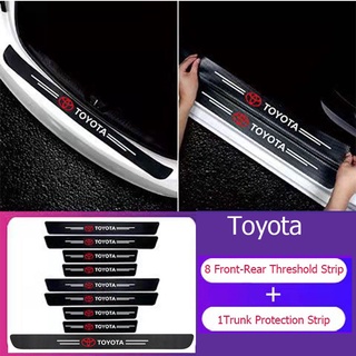 สินค้า 9ชิ้น TOYOTA สติกเกอร์​ กันรอยชายบันได​ เคฟล่า​ โตโยต้า กันรอยชายบันไดรถ กันรอยประตูรถ กันรอย​บันได​รถยนต์​