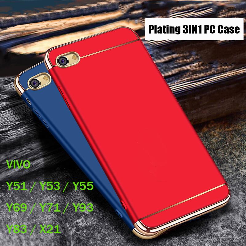 VIVO Y51 Y53 Y55 Y69 Y71 Y93 X21 Y83 Plating 3IN1 Hard Plastic Case Full Protective Cover PC Casing