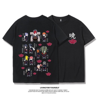 เสื้อยืดโอเวอร์ไซส์Naruto joint เสื้อยืด Akatsuki อะนิเมะรอบครึ่ง Uchiha Itachi หลวมผ้าฝ้ายเกาหลีแขนสั้นผู้ชายS-4XL