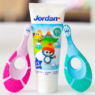 ยาสีฟันJordan จอร์แดน ยาสีฟันเด็กขนาด 75 กรัม Fluoride 500 PPM (มีตัวเลือกช่วงอายุ)