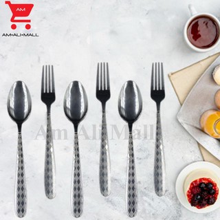 Am Ali Mall ราคานี้ 3คู่น้า  ช้อน ช้อนส้อม ชุดช้อนส้อม ช้อน+ส้อม Stainless เนื้อดี แพ็ค3 คู่ (stainless)