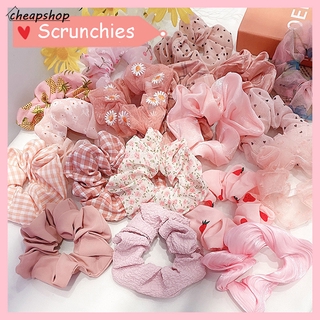 IFYOU Fashion Korean Romantic Pink Sweet Hair Tie Large Intestine Elastic Hair Band Rubber Band Ponytail Knot Scrunchies Girls Hair Accessories