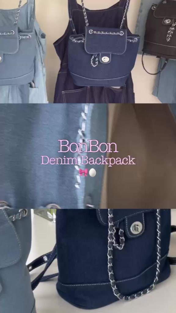 cpjgirlxx-พร้อมส่ง-2สี-bonbon-denim-jean-backpack-กระเป๋าเป้-ผ้ายีนส์-เกาหลี