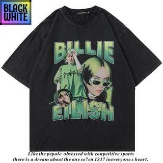 BWCB-เสื้อยืดแขนสั้น พิมพ์ลายตัวอักษร Billie Eilish สไตล์ฮิปฮอป สตรีท สําหรับผู้ชาย และผู้หญิง WDNR oversize