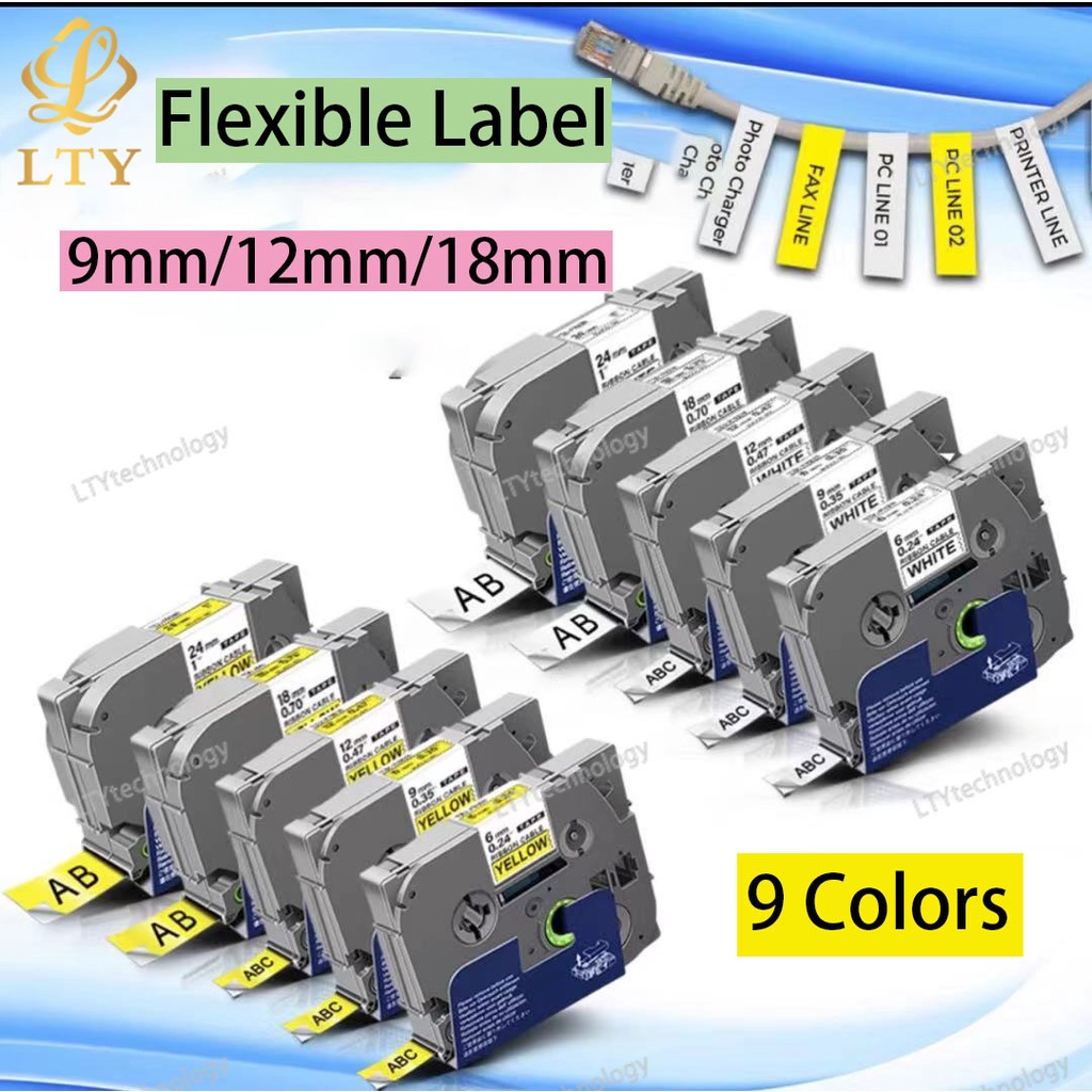 bl8x-เทปลามิเนต-แบบยืดหยุ่น-เข้ากันได้กับ-brother-p-touch-tz-tze-9-มม-12-มม-18-มม