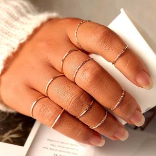 New Fashion Gold Sliver Twisted Ring Set For Women Girls 2020 Vintage Round Ring Knuckle Rings 10PCS/SET Female PUNK DIY Jewelry