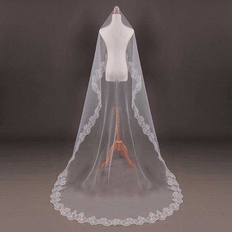 150cm-women-bridal-short-wedding-veil-white-one-layer-lace-flower-edge